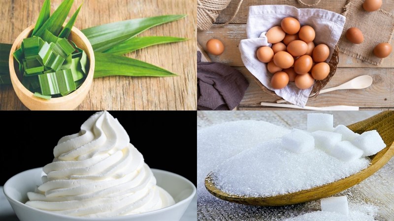 Ingredients for pandan leaf ice cream
