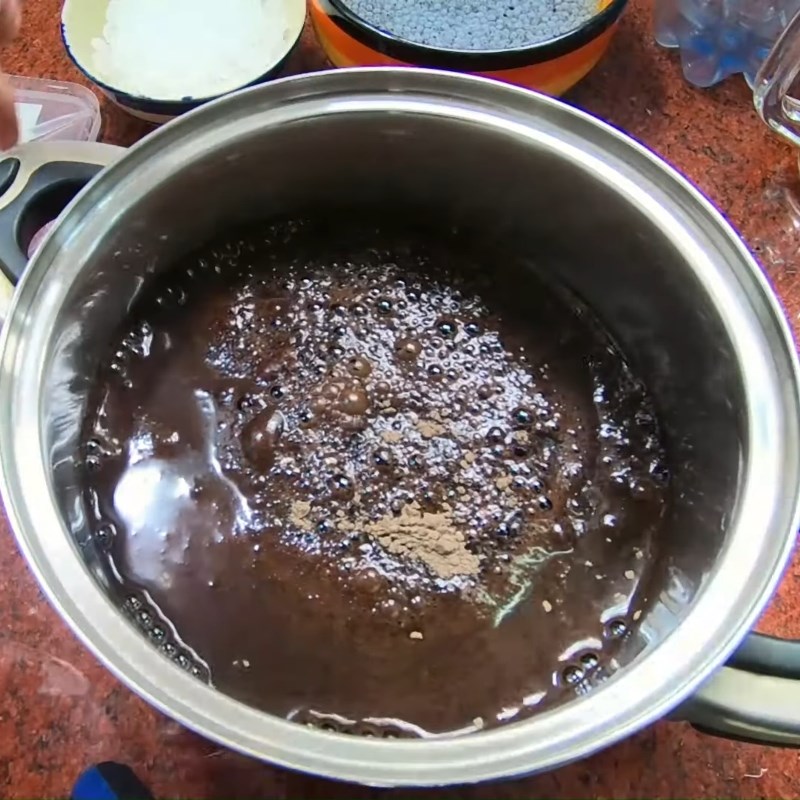 Step 1 Stir the sương sáo and sương sa powder Chè sương sa sương sáo sương sâm