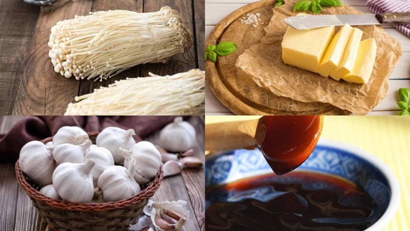 Ingredients for stir-fried enoki mushrooms and loofah