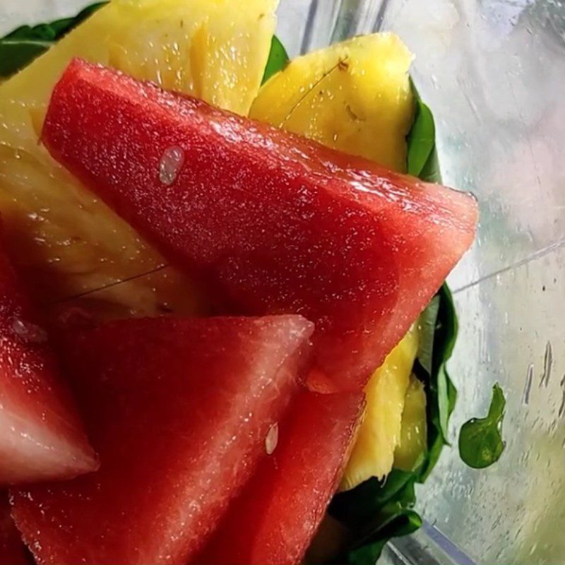 Step 2 Make Malabar Spinach Juice Pineapple and Watermelon Juice