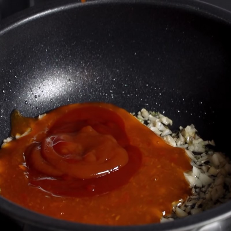 Step 3 Making the sauce Fried tofu with plum sauce