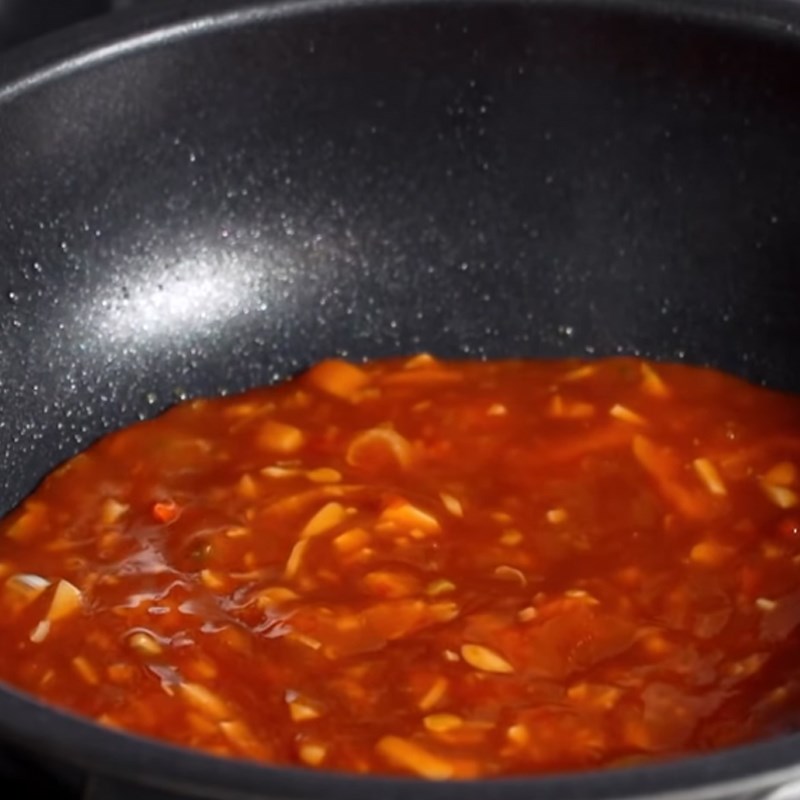 Step 3 Making the sauce Fried tofu with plum sauce