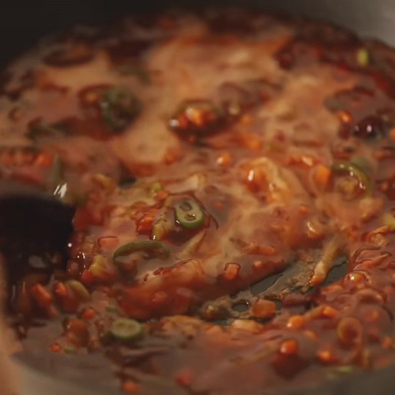 Step 6 Making Spicy Sauce Fried Stuffed Eggplant with Spicy Sauce