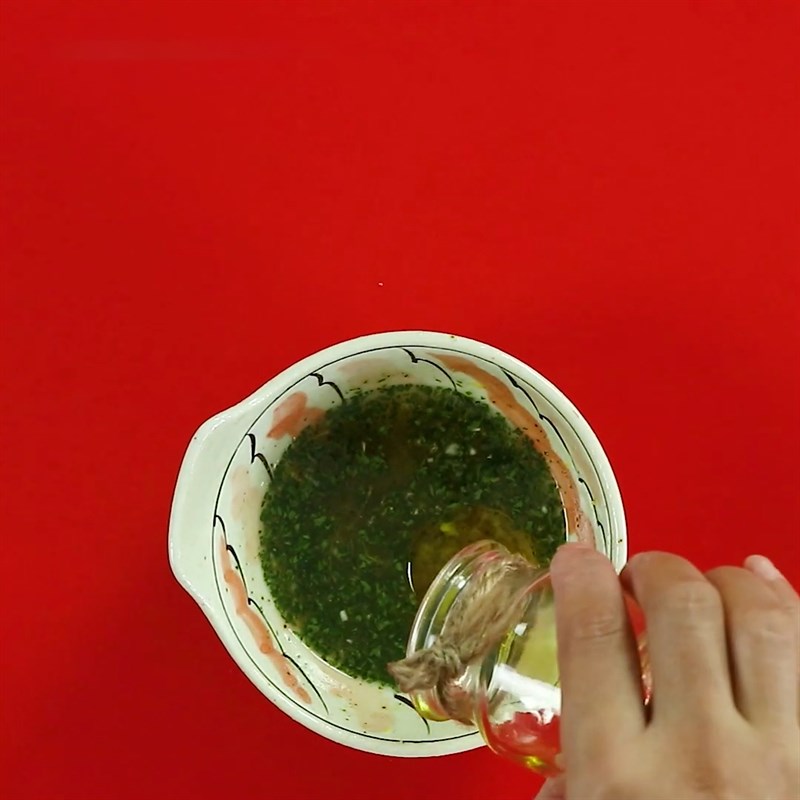 Step 4 Making vinaigrette Salmon salad vinaigrette