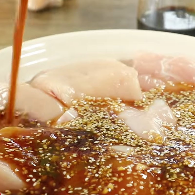 Step 2 Making sauce and marinating chicken breast Grilled chicken breast with teriyaki sauce