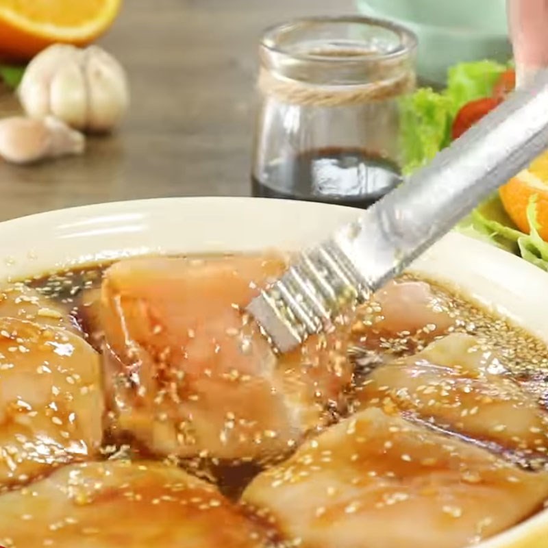 Step 2 Making sauce and marinating chicken breast Grilled chicken breast with teriyaki sauce