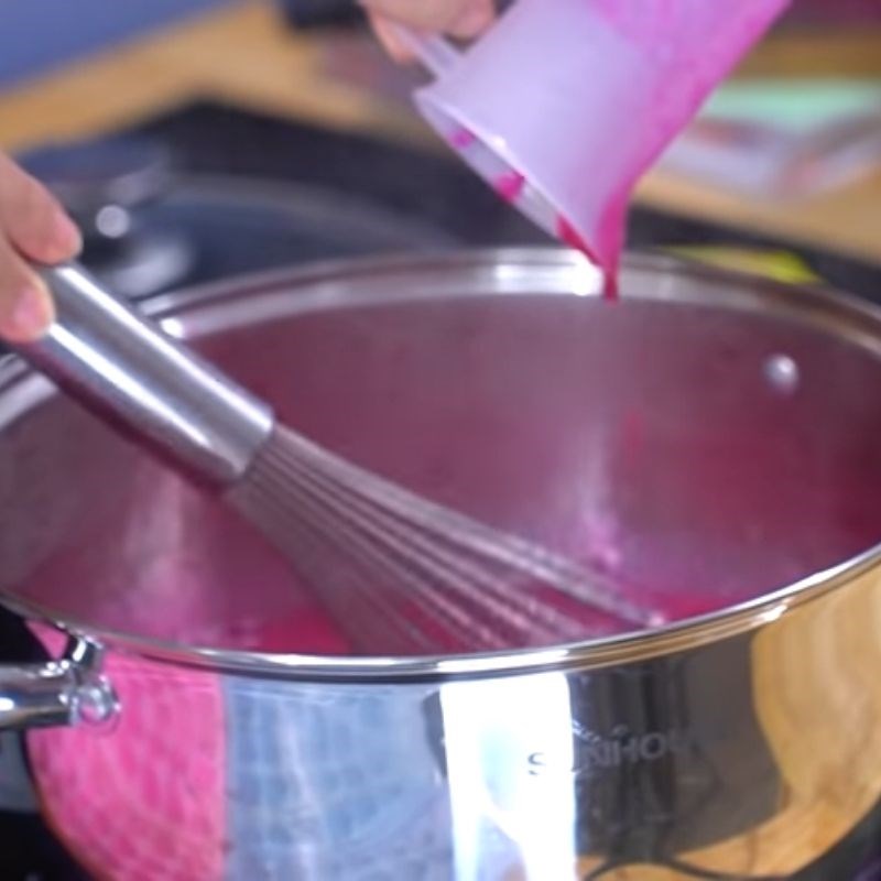 Step 4 Make red dragon fruit jelly Red dragon fruit milk tea