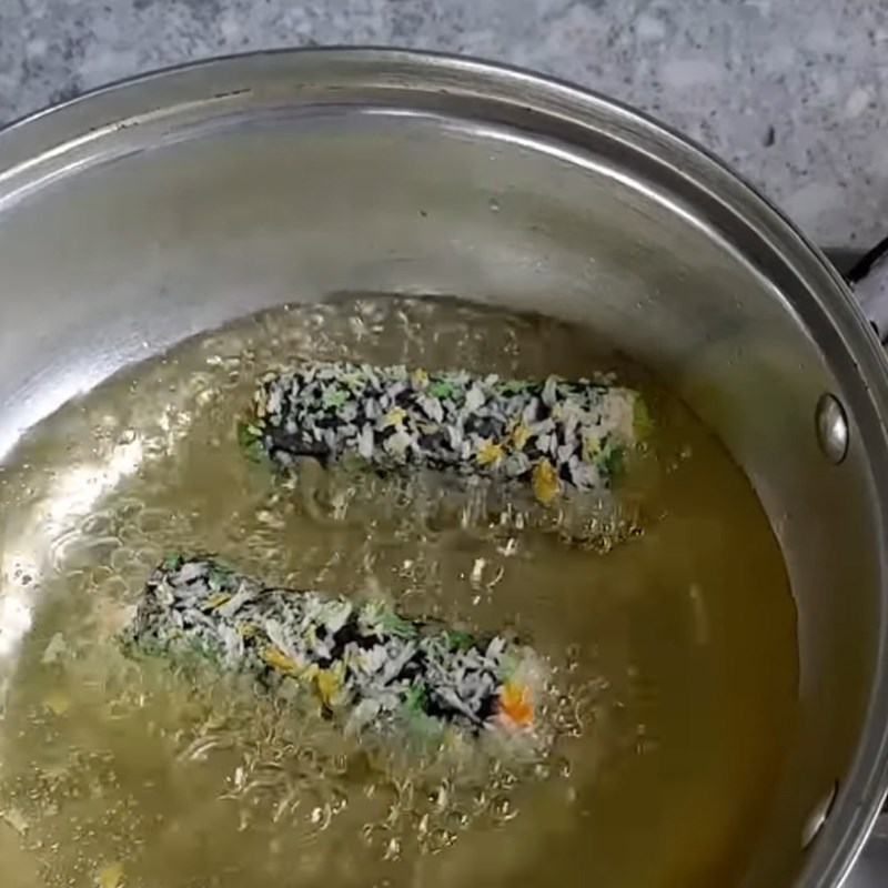 Step 4 Dough rolling and frying Fried seaweed tofu