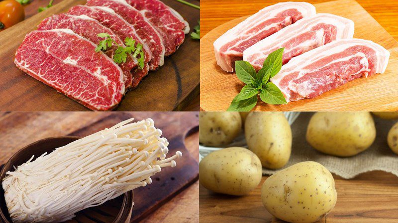 Ingredients for grilled hot pot dish