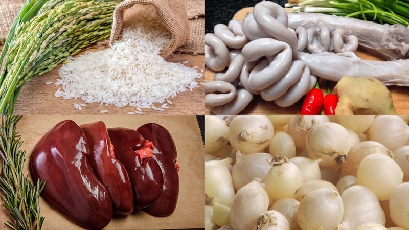 Ingredients for central region's porridge with pig intestines