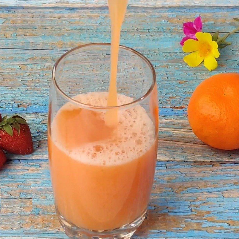 Step 3 Filter the strawberry orange juice for Strawberry Orange Juice