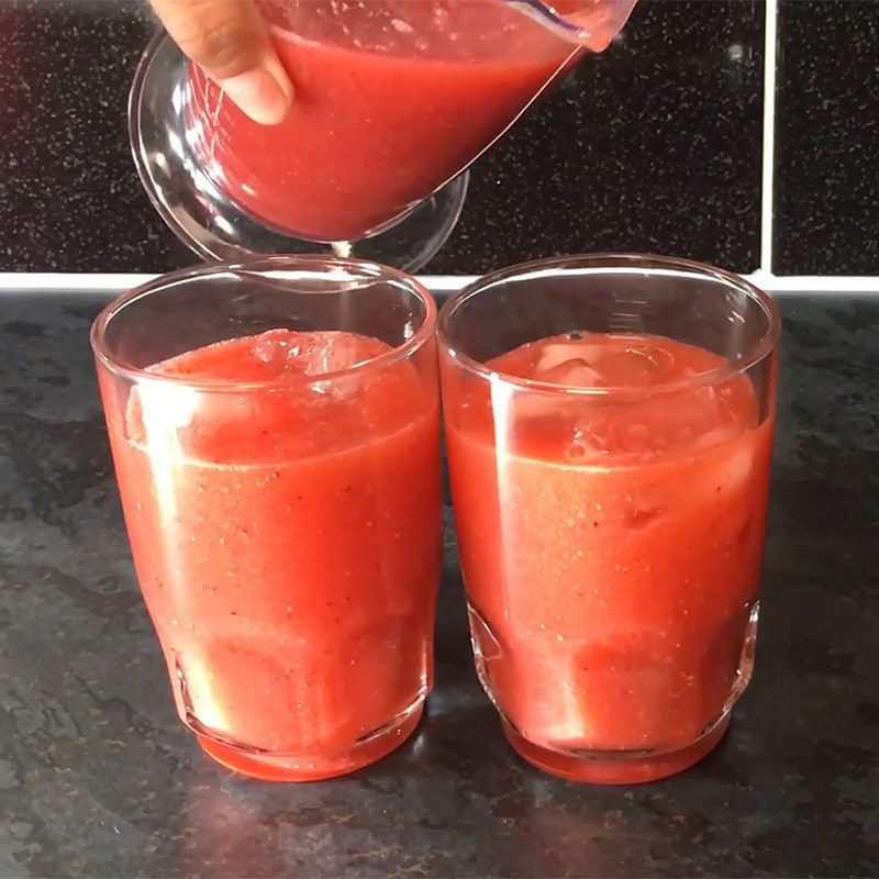 Step 3 Strain strawberry juice Strawberry juice
