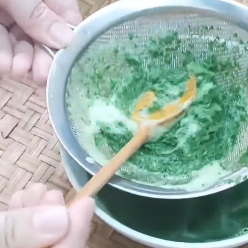 Step 2 Strain malabar spinach juice Malabar spinach juice