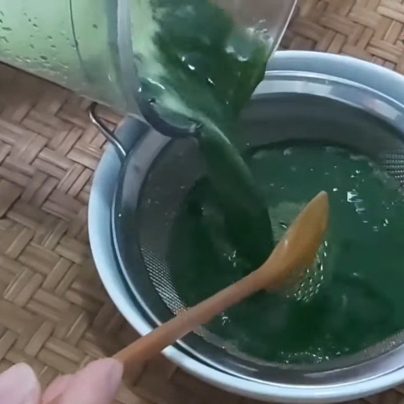 Step 2 Strain malabar spinach juice Malabar spinach juice