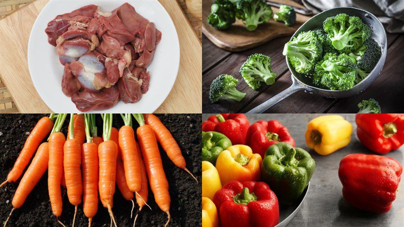 Ingredients for stir-fried chicken intestines