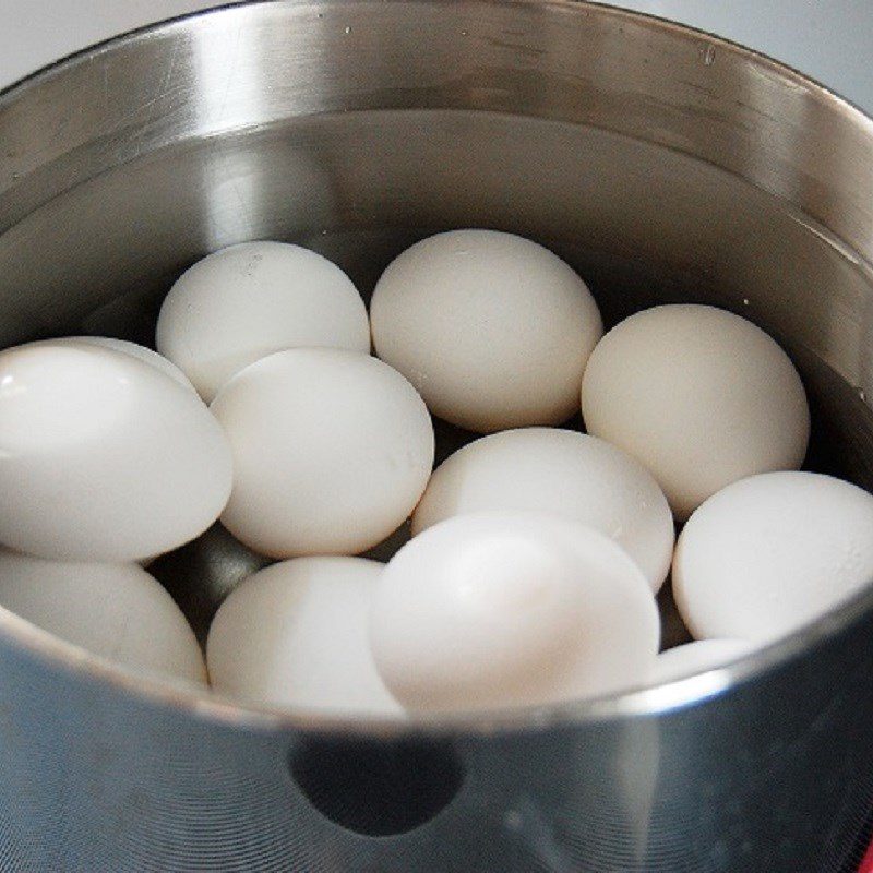 Step 3 Boiling Eggs for Tây Sơn Rolls