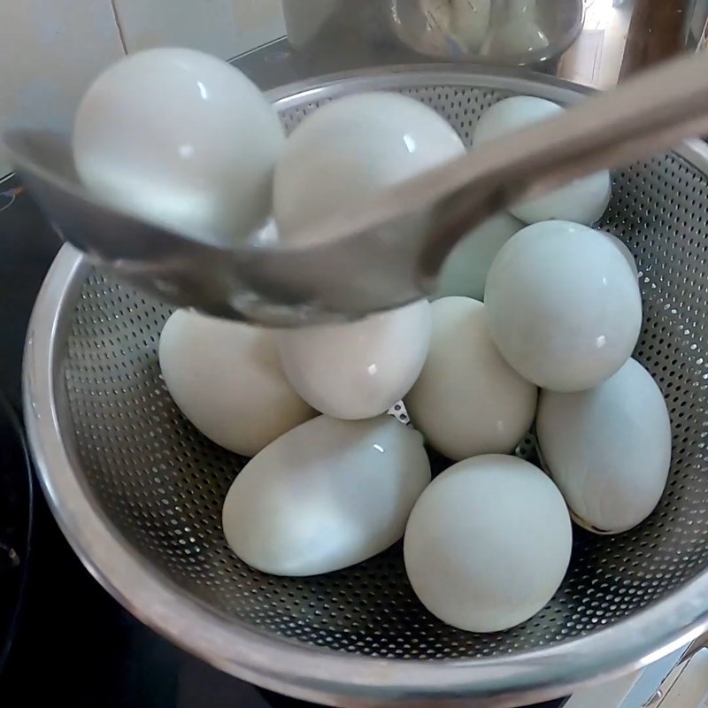 Step 2 Boil and peel the eggs Duck Egg Porridge with Mustard Greens