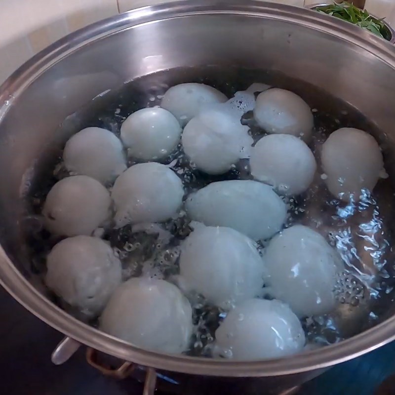 Step 2 Boil and peel the eggs Duck Egg Porridge with Mustard Greens