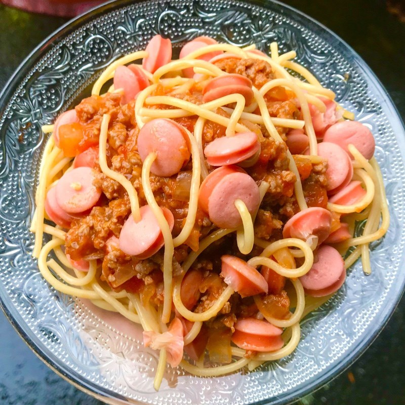 Step 5 Final product Spaghetti with sausage