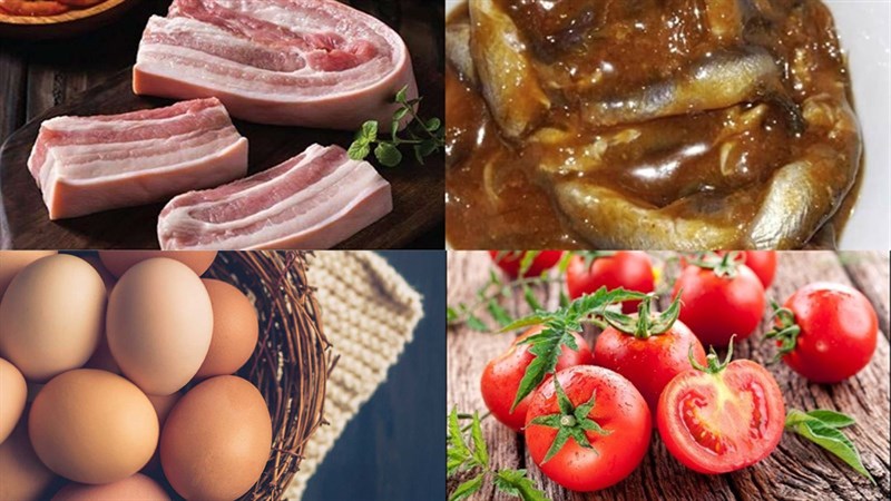 Ingredients for the dish of fish sauce with grilled pork belly