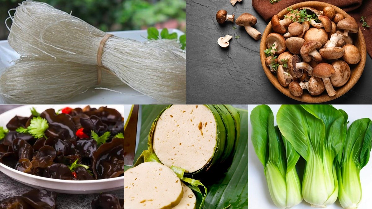 Ingredients for the dish 3 ways to make delicious vegetarian stir-fried vermicelli that is not sticky and not mushy easily at home