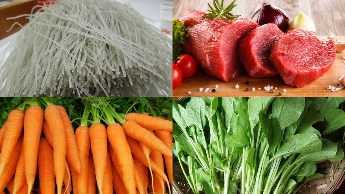 Ingredients for the dish of Korean stir-fried glass noodles