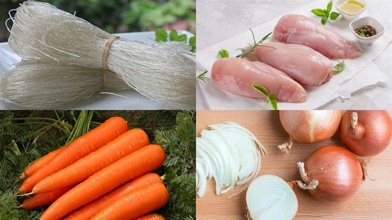 Ingredients for the dish 2 ways to make chicken noodle salad