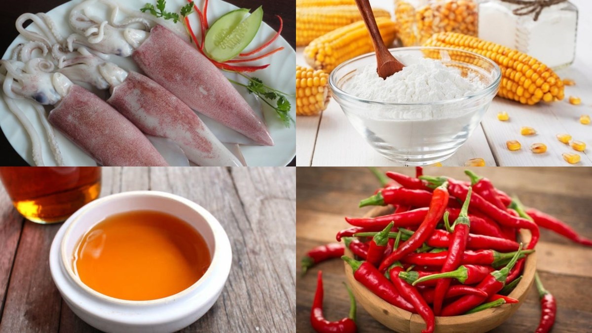 Ingredients for crispy fried squid with fish sauce using an air fryer