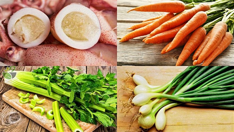 Ingredients for steamed squid with ginger