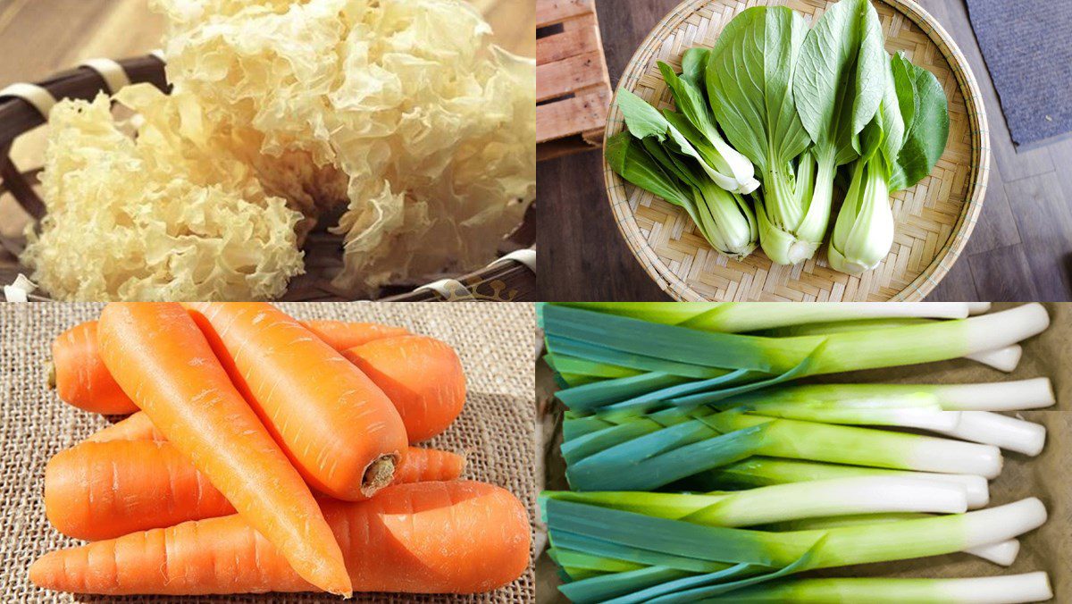 Ingredients for the dish snow fungus stir-fry