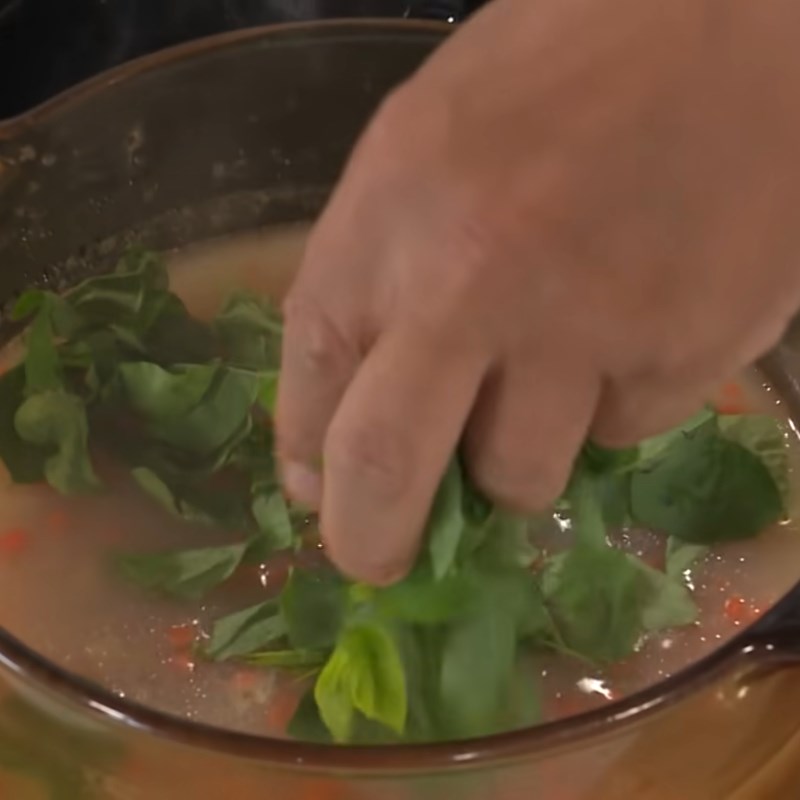 Step 4 Cooking Porridge Salmon peanut porridge