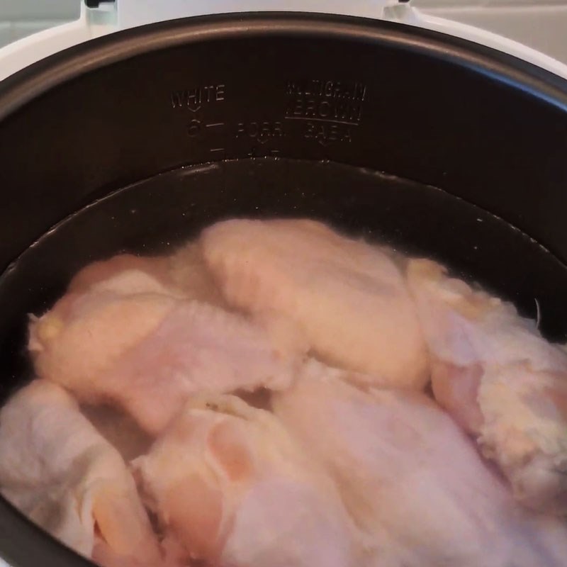 Step 2 Cook chicken porridge Chicken porridge cooked in Cuckoo rice cooker