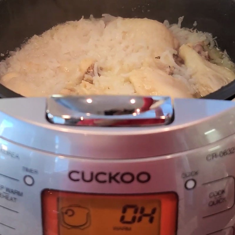 Step 2 Cook chicken porridge Chicken porridge cooked in Cuckoo rice cooker
