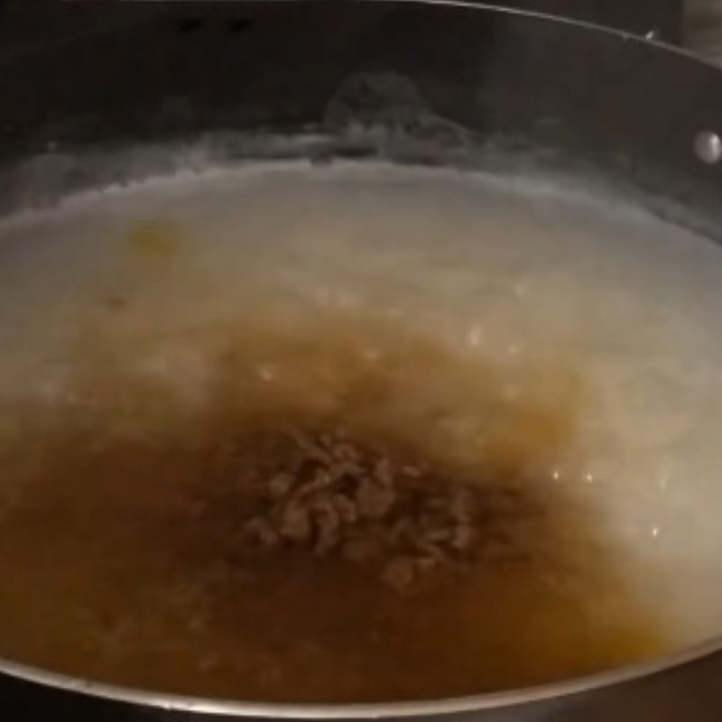 Step 3 Cook beef porridge Beef meatball porridge