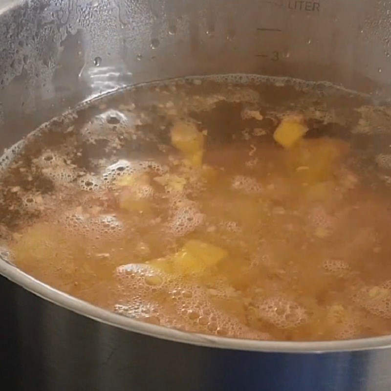 Step 2 Cook peaches with water Peach juice cooking