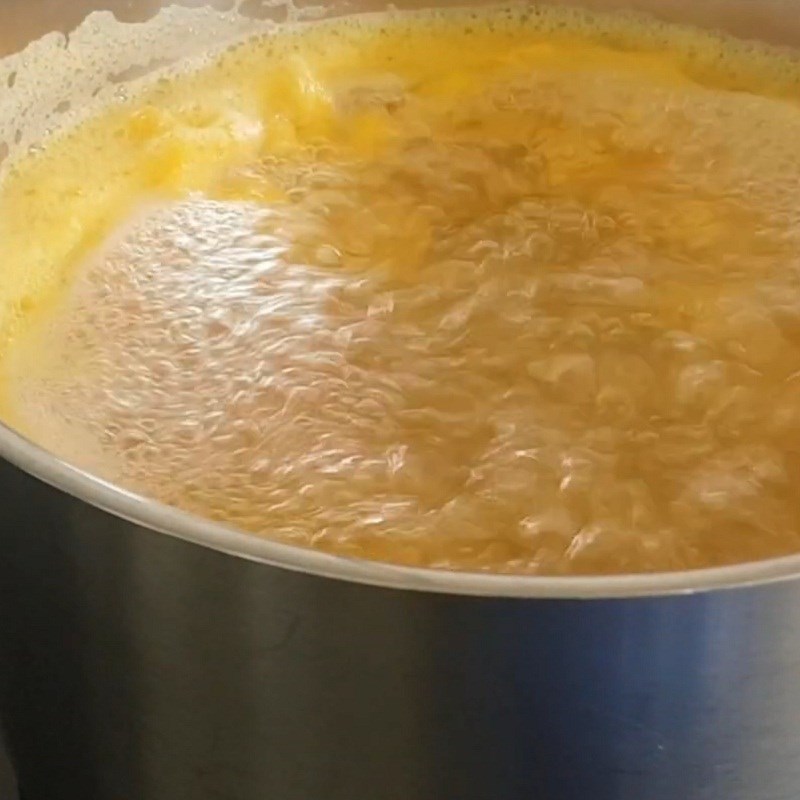 Step 2 Cook peaches with water Peach juice cooking