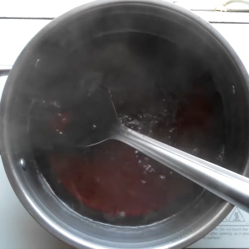 Step 3 Cook the mixture of rose syrup using fresh roses