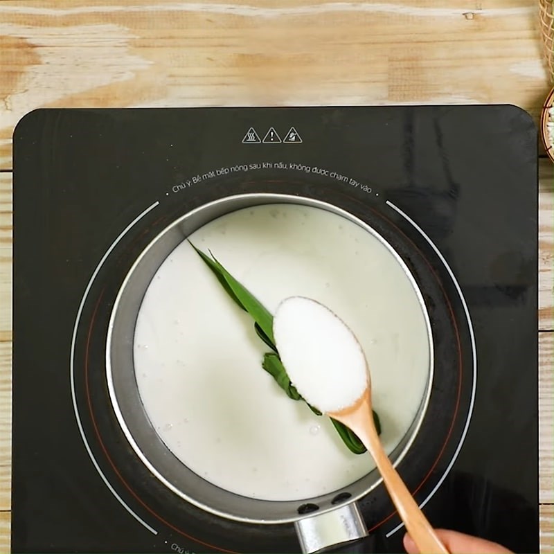 Step 4 Cook the coconut milk Sweet potato sticky rice