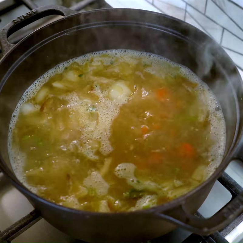 Step 4 Make the broth Chicken noodle vegetable soup