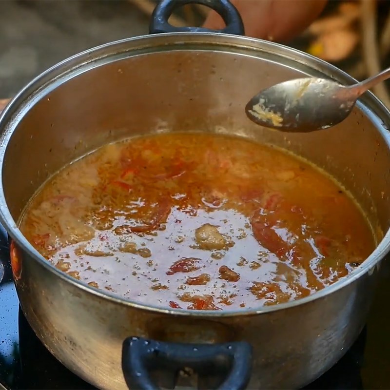 Step 3 Cooking the broth for Beef Hot Pot with Wild Betel Leaves
