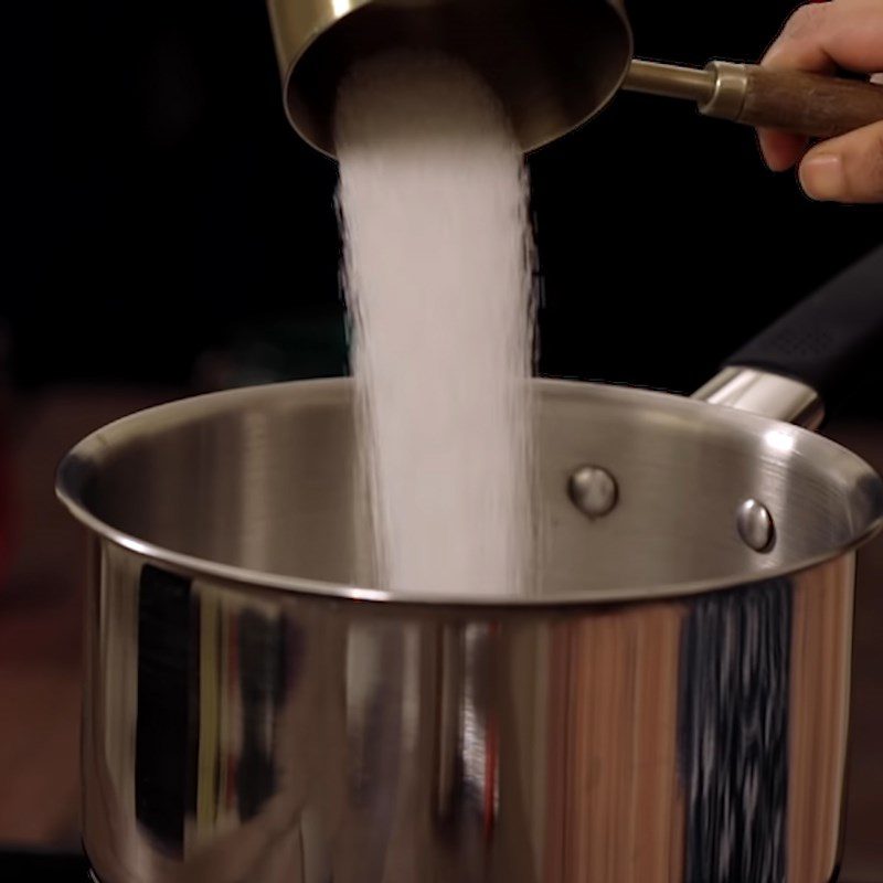 Step 1 Cook sugar water for Rose syrup with rose essential oil