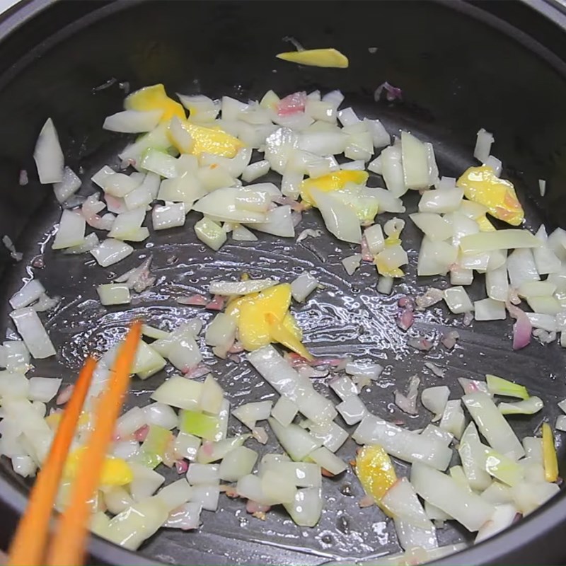 Step 2 Cook the broth for Korean seafood kimchi hot pot