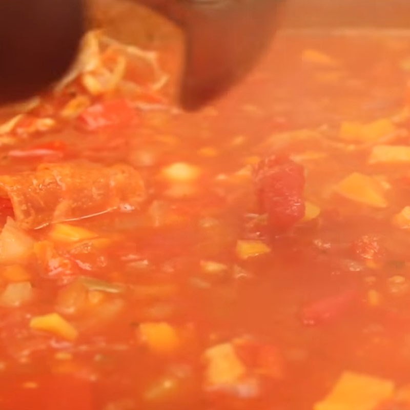 Step 5 Cook soup Scallop shrimp tomato soup
