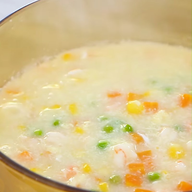 Step 3 Cook soup Shrimp egg vegetable soup