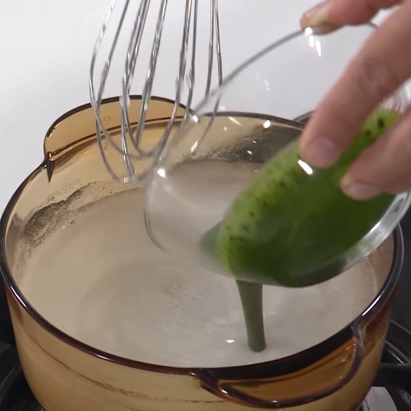 Step 2 Making matcha milk tea jelly Roasted rice milk tea matcha jelly