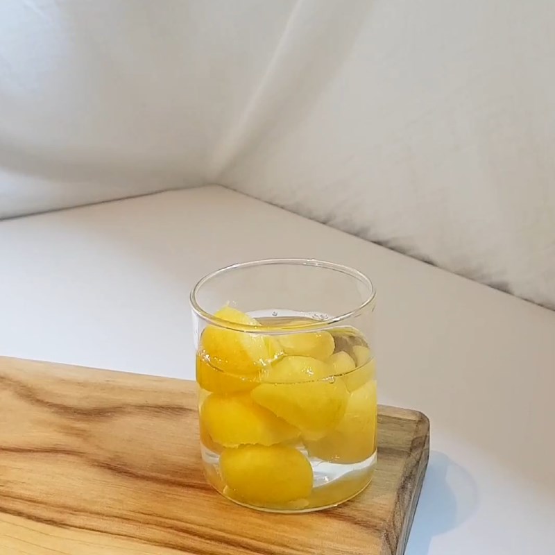 Step 3 Soak fresh peach in sugar water Peach soda