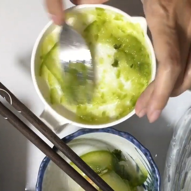 Step 4 Mash the zucchini for salmon and zucchini porridge