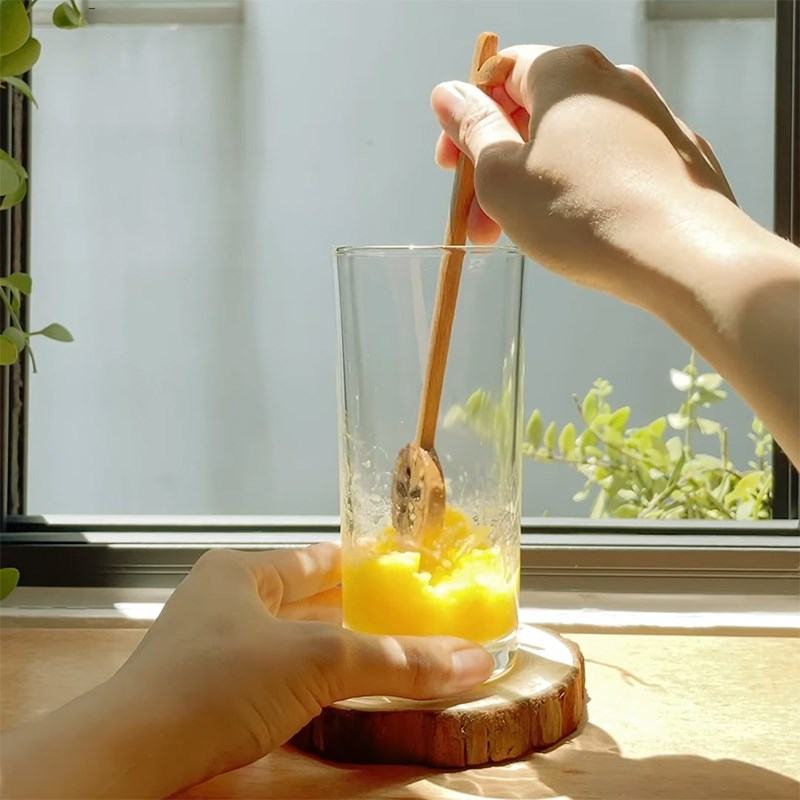 Step 1 Mash mango Passion Fruit Mango Soda