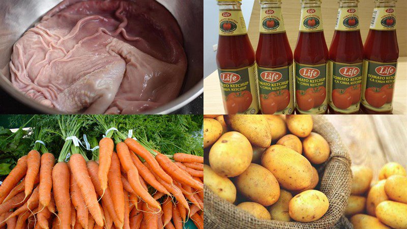 Ingredients for pig tongue cooked with lagu and stomach cooked with lagu