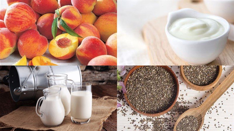 Ingredients for peach chia seed smoothie